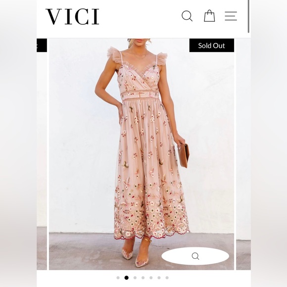 Tulle Floral Embroidered Ruffle Midi Dress - Picture 2 of 6